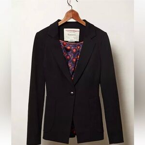 New Cartonnier by Anthropologie Black Ponte Slim Fit Blazer Size 4